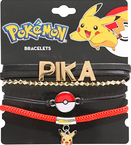 Bracelet set from Pokémon with red, black and gold tone Pikachu & Poké Ball designs