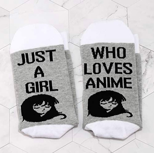 LEVLO 2 Pairs Anime Novelty Socks Anime Lover Gift Just A Girl