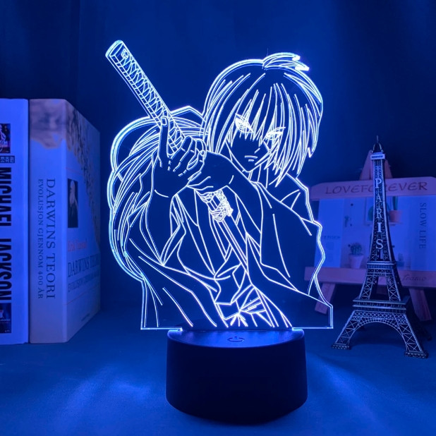3d Lamp Anime Rurouni Kenshin Himura Figure Led Light for Bedroom Decor