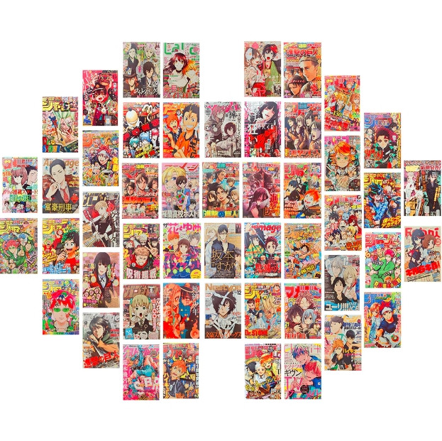 50Pcs Aesthetic Wall Collage Print Colorful Anime Manga Panel Wall Collage Kit for Boys Art Prints Living Room Bedroom Art Decor