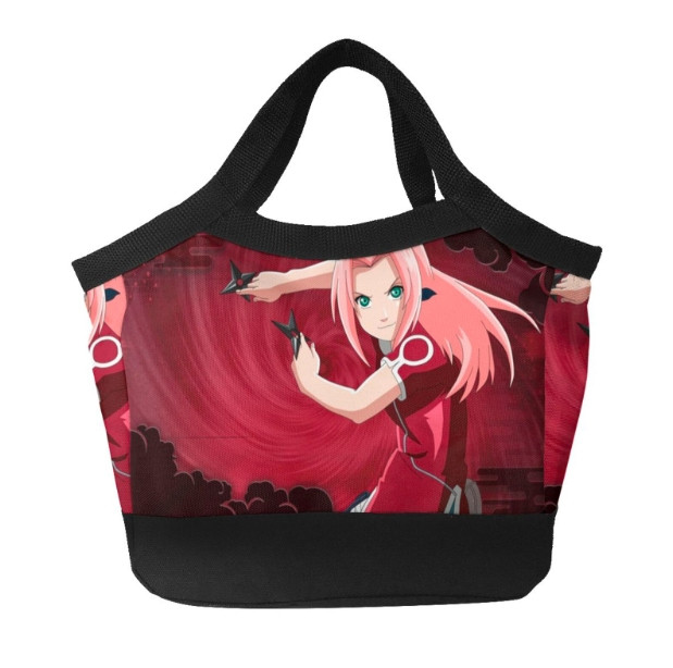 Women Girls Portable Insulated Lunch Bag Box Picnic Naruto - Haruno Sakura