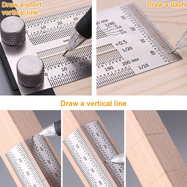 Levoite Precision Marking T Rule Scribing Line Ruler with Holes T-Square for Woodworking