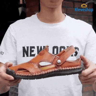 Rafael Men genuine leather flexible velcro non-slip sandals