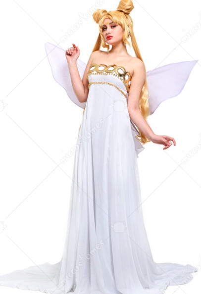 Sailor Moon Neo Queen Serenity Cosplay Dress Costume with Butterfly Bow Wings