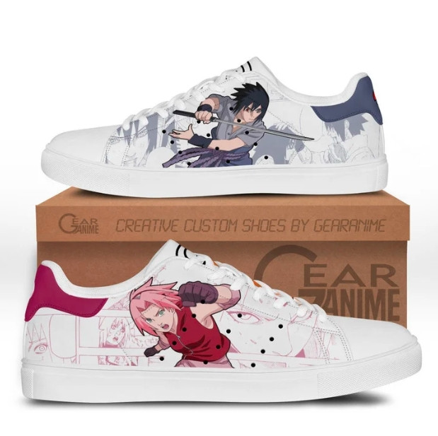 Sasuke Uchiha And Sakura Haruno Skate Sneakers Custom NRT Anime Shoes