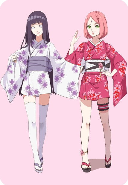 NARUTO Hyuga Hyuuga Hinata Haruno Sakura Kimono Yukata Kostüm Cosplay Costume