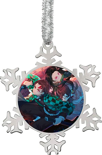 Anime Christmas Decorations Hanging Snowflake Ornaments Stainless Steel Pendant Handmade Ornament