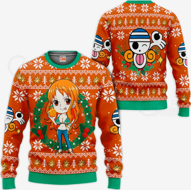Nami Ugly Christmas Sweater One Piece Anime Xmas Gift VA10