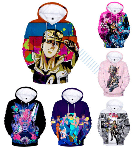 JoJo's Bizarre Adventure Anime Hoodie Sweatshirt Unisex Fullprint Pullover Coat