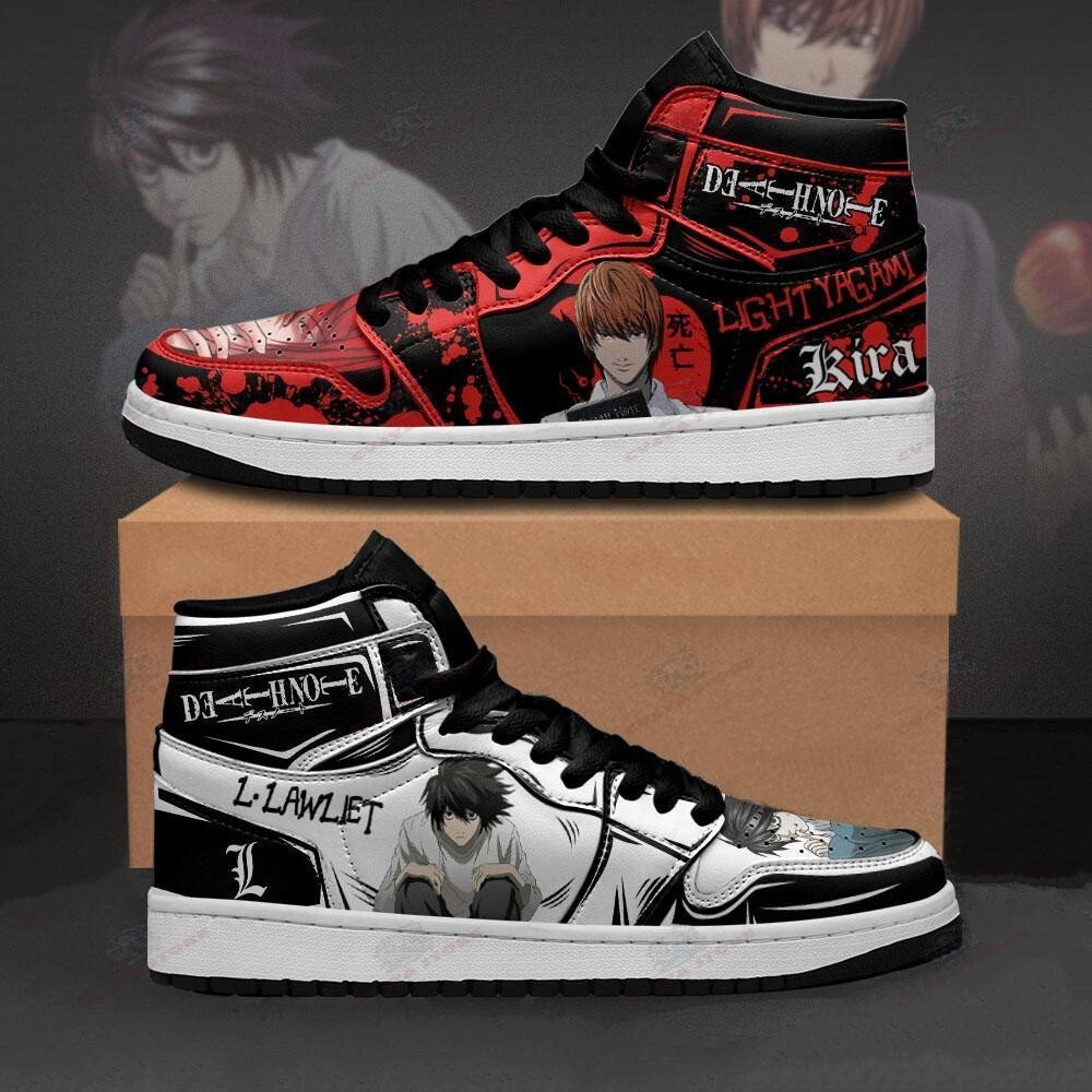 LIGHT YAGAMI AND L LAWLIET SNEAKERS CUSTOM DEATH NOTE ANIME SHOES
