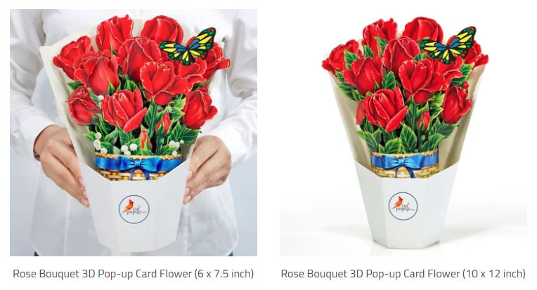 hese Rose Bouquet Paper 3D Pop-up Cards