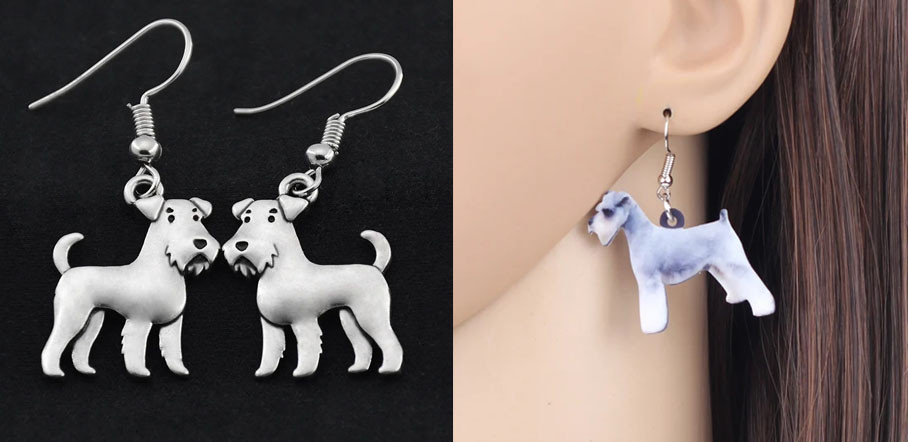 Image of the collage of two Schnauzer earrings jewelry