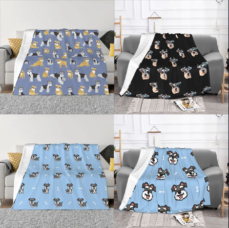 Image of four beautiful Schnauzer blankets in different designs