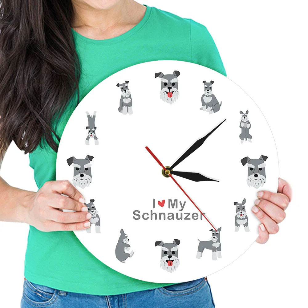 Image of a Schnauzer clock with a Schnauzer for each hour of the day design
